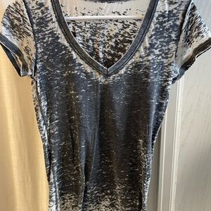 Target Black and White Acid Wash V-Neck Fitted Short Sleeve Tee